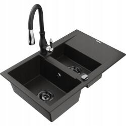 Mexen Gaspar Gránit Mosogató Fekete/Arany Készlet (6507-75-672601-70-B)