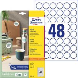 Avery-Zweckform Etikett, univerzális, 30 mm, kör, AVERY ZWECKFORM, 480 etikett/csomag (6223-10) - fodicoaruhaz