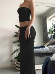 Shein CC41122 Shein Fekete Magas Derekú Maxi Szoknya (42) S