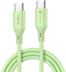 USB Type-C töltő- és adatkábel, USB Type-C, 100 cm, 5000 mA, 100W, törésgátlóval, gyorstöltés, PD, QC 4.0, Forcell F-Energy C347, zöld - csontosteam