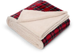 Tchibo - Kockás kétoldalas plüss takaró - piros