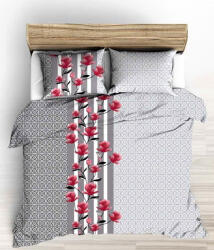  3 részes pamut ágynemű huzat szett - 140X200 cm /szürke mandala - magnólia mintás