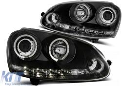KITT Lightning LED Angel Eyes fényszórók VW Golf V 5 (2004-2009) Jetta (2005-2010) modellekhez, fekete (HLVWG5BLED)