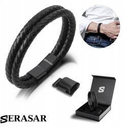 Serasar Serasar, Férfi Bőr Karkötő [Double] Fekete, 23cm (8719992933136)