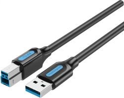 Vention USB-A 3.0/M -> USB-B/M, (PVC, fekete), 3m, kábel (COOBI) - smartbyte