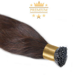 HairExtensionShop Prémium I-TIP Póthaj Sötétbarna Mikrogyűrűs Hajhosszabbításhoz 50cm (Szín #4) (VIT504)