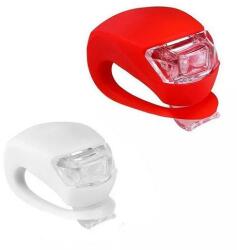  LED kerékpár lámpa szett szilikon borítással 2032 elemmel (Piros Fehér)