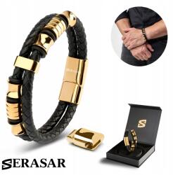 Serasar Serasar, Férfi Bőr Karkötő [Spirit] Arany Színű, 20cm (Spirit)