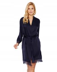 Mona Queen Kék szatén köntös csipkével M-es méret (MO-W-NW22/23-020030069-020142-M)