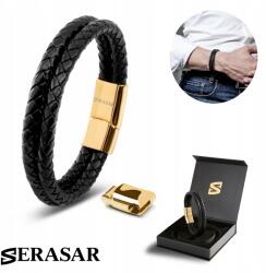 Serasar Serasar, Férfi Bőr Karkötő [Dupla] Arany Színű, 20cm (8719992933532)