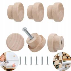 Bútorfogantyúk, gombok szekrényekhez, fiókokhoz, kerek gomb fa 50mm 6 db (gałka)