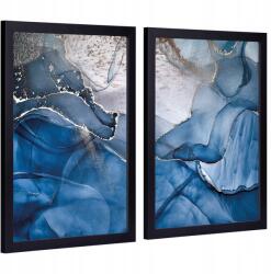  Akvarell kék képek keretben 2db 33x53cm (komplet plakatów w ramce do salonu)