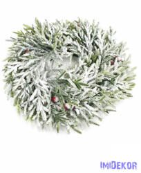  Aprólevelű műfenyő koszorú bogyóval 35cm - Havas