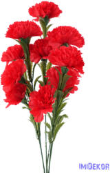  Szegfű 6 ágú 12 fejes selyemvirág csokor 46cm - Piros