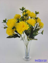  Krizantém 5 ágú 10 fejes selyem csokor 31cm - Sárga