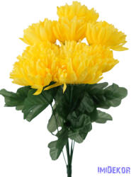  Krizantém 9 ágú selyemvirág csokor 42cm - Sárga