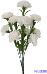  Szegfű 6 ágú 12 fejes selyemvirág csokor 46cm - Törtfehér