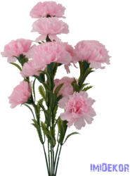  Szegfű 6 ágú 12 fejes selyemvirág csokor 46cm - Rózsaszín