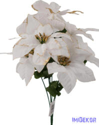 Glitteres szélű mikulásvirág csokor 38cm - Fehér