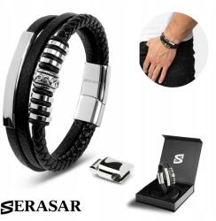 Serasar Serasar, Férfi bőr karkötő [Shine] Ezüst, 20cm (Shine)