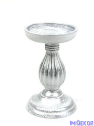 Talpas dekor gyertyatartó 17cm - Ezüst