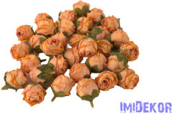  Rózsa szárazhatású selyem fej 3cm - Antik Narancs