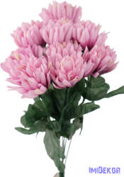  Krizantém 9 ágú selyemvirág csokor 42cm - Lilás Rózsaszín