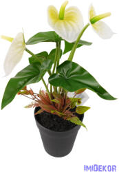  Cserepes gumi flamingó 30cm - Fehér-Zöldes