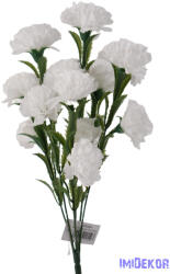  Szegfű 6 ágú 12 fejes selyemvirág csokor 46cm - Fehér