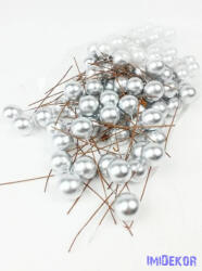 Gyöngyházas drótos 1, 5cm bogyó kb 75db/csomag - Ezüst