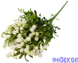  Rezgős 6 ágú műzöld bokor 36cm - Fehér