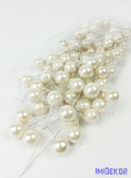 Gyöngyházas drótos 1, 5cm bogyó kb 75db/csomag - Törtfehér