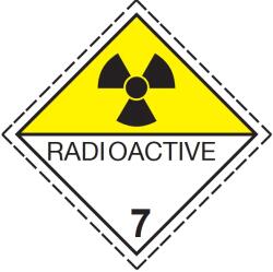 ADR 7D Osztály radioaktív anyagok bárca, öntapadós matrica, vinyl, 300x300 mm