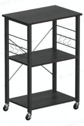 SONGMICS Konyhai gurulós kocsi, 3 szintes, ébenfekete (KKS060B42)