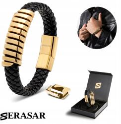 Serasar Serasar, Férfi Bőr Karkötő [Helix] Arany, 20cm (Ring)