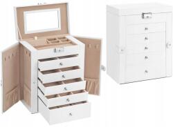 SONGMICS Ékszertartó doboz fehér 5 szintes Glamour (JBC152W01)