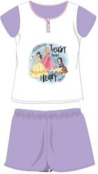  Nyári rövid ujjú gyerek pamut pizsama - Disney Hercegnők - Trust your heart felirattal - világoslila - 116 (evi_PRI-2022-0500_vli_116)