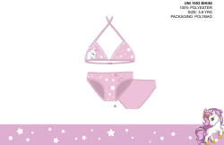  Unikornis kétrészes fürdőruha kislányoknak - bikini háromszög felsőrésszel - világosrózsaszín - 116 (evi_UNI1552_vro_116)