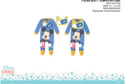  Disney Mickey egér baba rugdalózó előkével - acélkék - 0-1 hónapos babának (evi_MIC1728_ake_0-1)