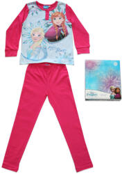  Hosszú vékony pamut gyerek pizsama - Jégvarázs - Anna és Elza mintával Jersey - pink - 140 (evi_FRO-2022-0046-47_pin_140)