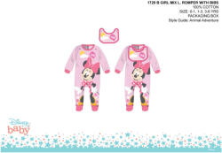  Disney Minnie egér baba rugdalózó előkével - világosrózsaszín-rózsaszín - 0-1 hónapos babának (evi_MIN1729_vro-roz_0-1)