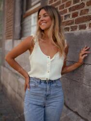 Shein KC45303 Shein Texturált Felső Fodros Gombokkal (42) L