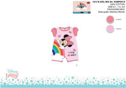  Disney Minnie egér nyári rövid ujjú baba rugdalózó - világosrózsaszín-rózsaszín - 1-3 hónapos babának (evi_MIN1612_vro-roz_1-3)