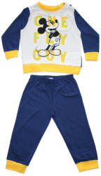  Hosszú vékony pamut baba pizsama - Mickey egér - One fly guy felirattal - Jersey - sötétkék-sárga - 80 (evi_MIC-2022-0118_sks_80)
