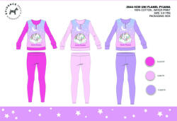 Exity Téli vastag pamut gyerek pizsama - flanel pizsama - Unikornis - pink - 134 (evi_UNI-2044-1039_pin_134)