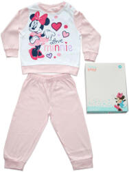  Hosszú vékony pamut baba pizsama - szivecskés Minnie egér - Jersey - világosrózsaszín - 98 (evi_MIN-2022-0116_vro_98)