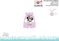Minnie egér Disney Minnie egér nyári rövid ujjú baba rugdalózó - világoslila-fehér - 0-1 hónapos babának (evi_MIN1612_vli-feh_0-1)