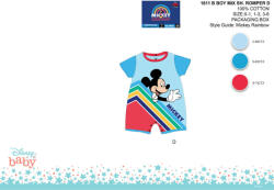  Disney Mickey egér nyári rövid ujjú baba rugdalózó - világoskék-piros - 0-1 hónapos babának (evi_MIC1611_vke-pir_0-1)