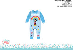  Disney Mickey egér baba rugdalózó - galléros - világoskék-világoskék - 3-6 hónapos babának (evi_MIXBOY1609_vke-vke_3-6)