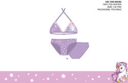  Unikornis kétrészes fürdőruha kislányoknak - bikini háromszög felsőrésszel - világoslila - 98 (evi_UNI1552_vli_98)